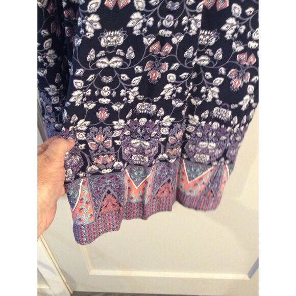 Mudd Wide Leg Rayon Elastic Back Waist Pants Floral blue XL Boho Gypsy Cottage - Picture 4 of 5